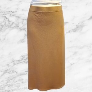 Avec Les Filles Ribbed Midi Skirt Tan Bodycon Stretch Size M NWT